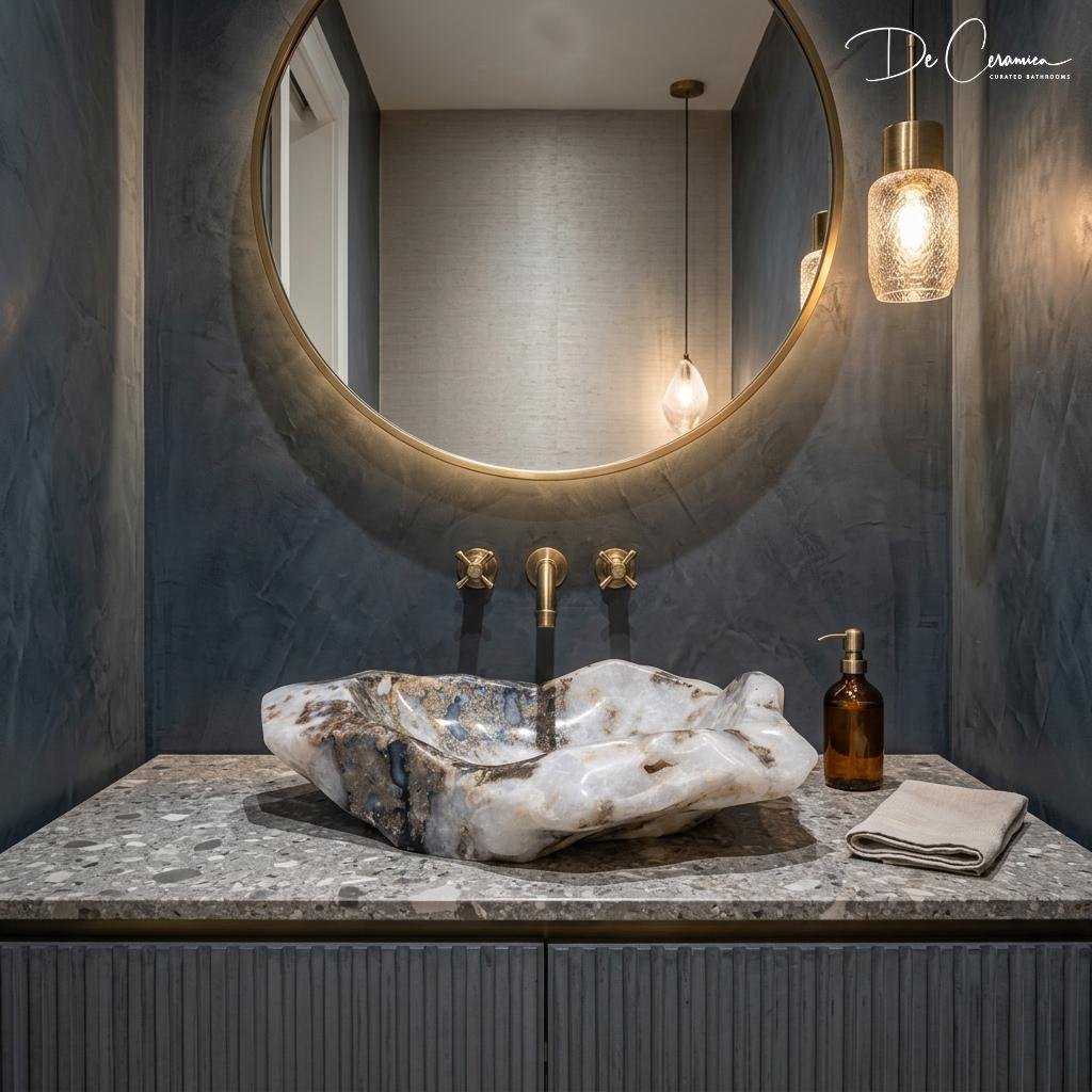 Luxury natural stone basin for powder room inspiration