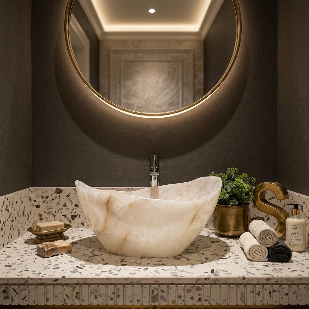 Designer natural stone wash basin idea
