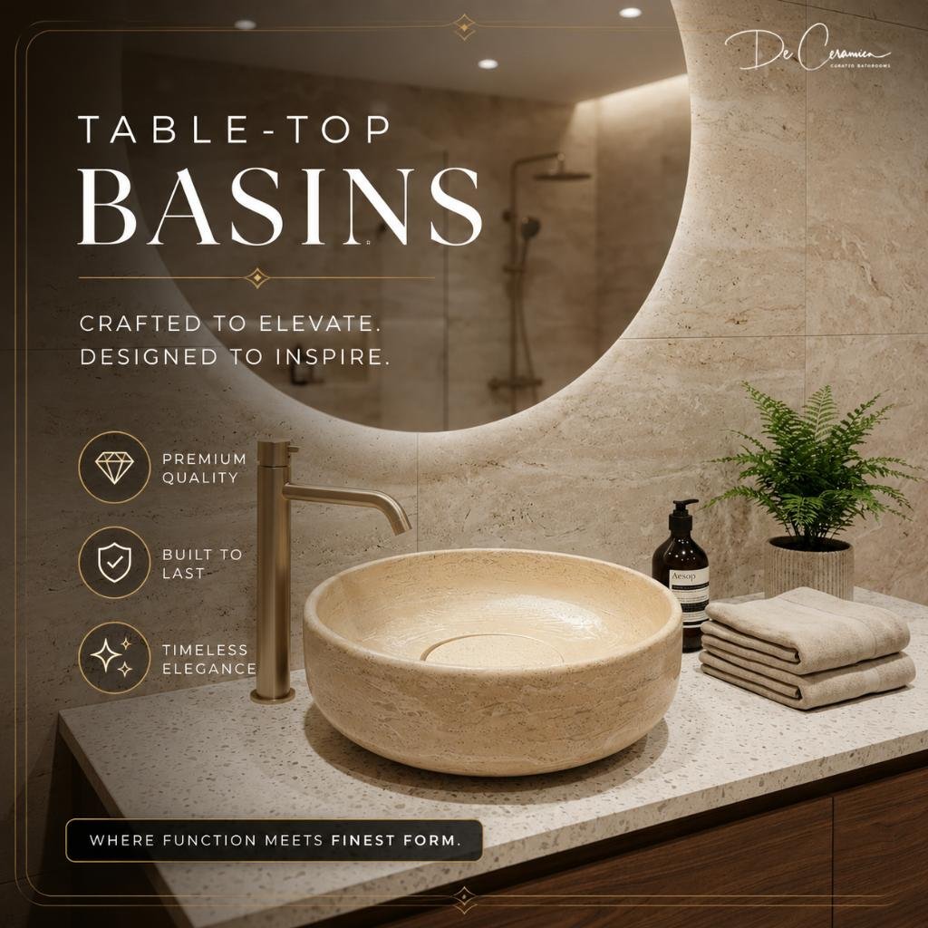 Table-top natural stone basin idea by De Ceramica