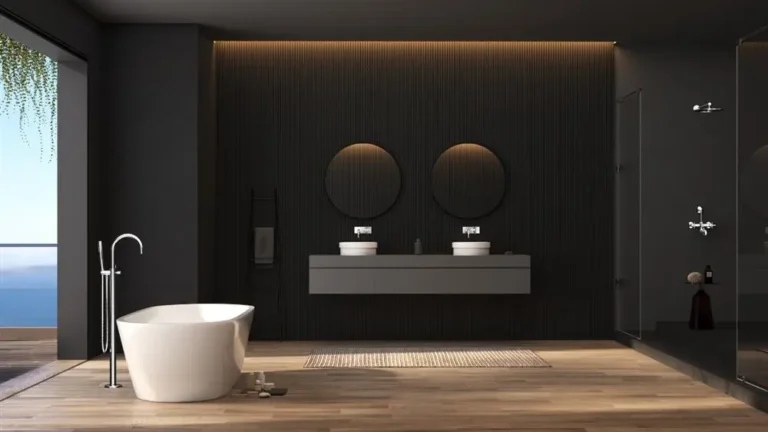 Modern wash basin placed on a premium marble countertop, showcasing a luxury designer bathroom setup with elegant fixtures.