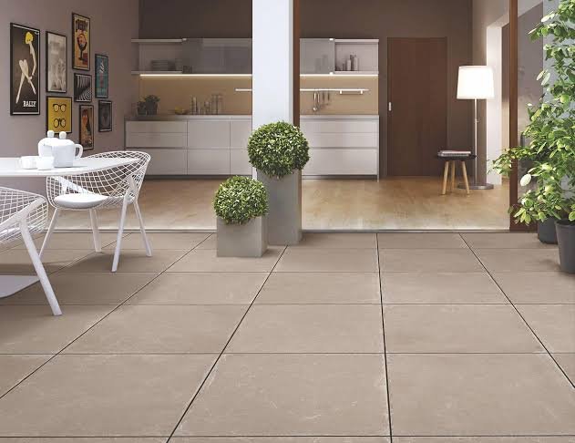 Modern indoor-outdoor space featuring Indian premium tile manufacturing, highlighting durable matte-finish tiles that reflect global tile craftsmanship and contemporary design.
