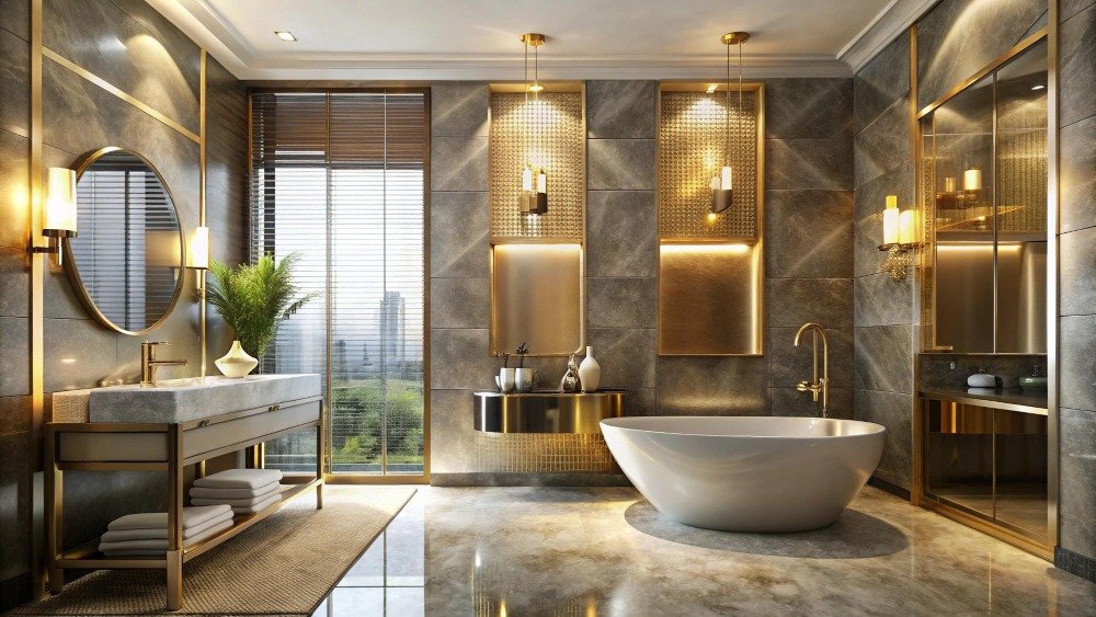 High-end luxury bathroom design featuring a walk-in glass shower, floating vanity, and soft backlit mirror for a clean, modern aesthetic
