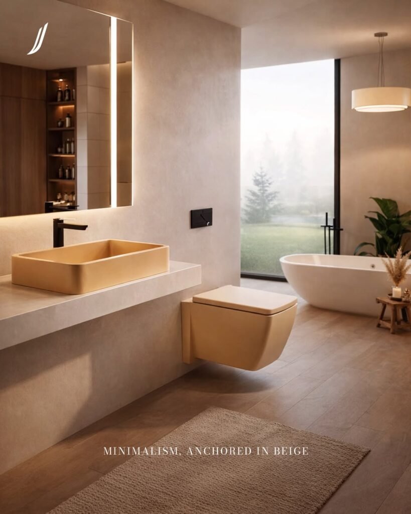 minimal luxury bathroom interior using jaquar sanitaryware gurgaon